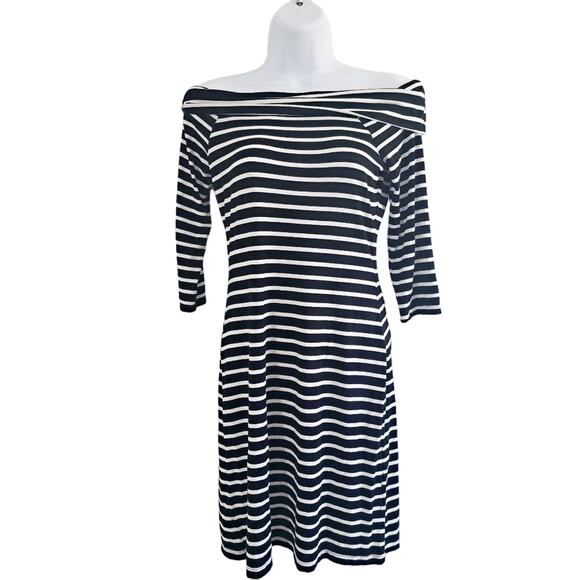 WHBM Off the Shoulder Striped Dress - Picture 1 of 8